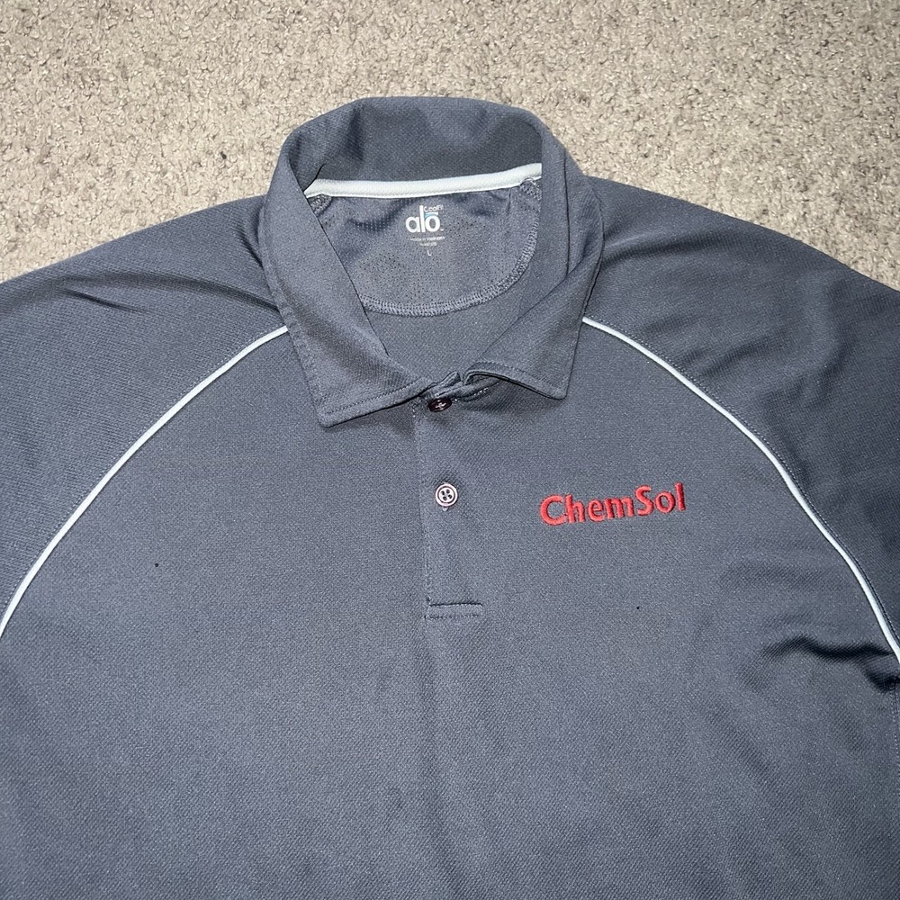 Alo CoolFit Men's Dark Gray Short Sleeve Polo Shirt Performance L